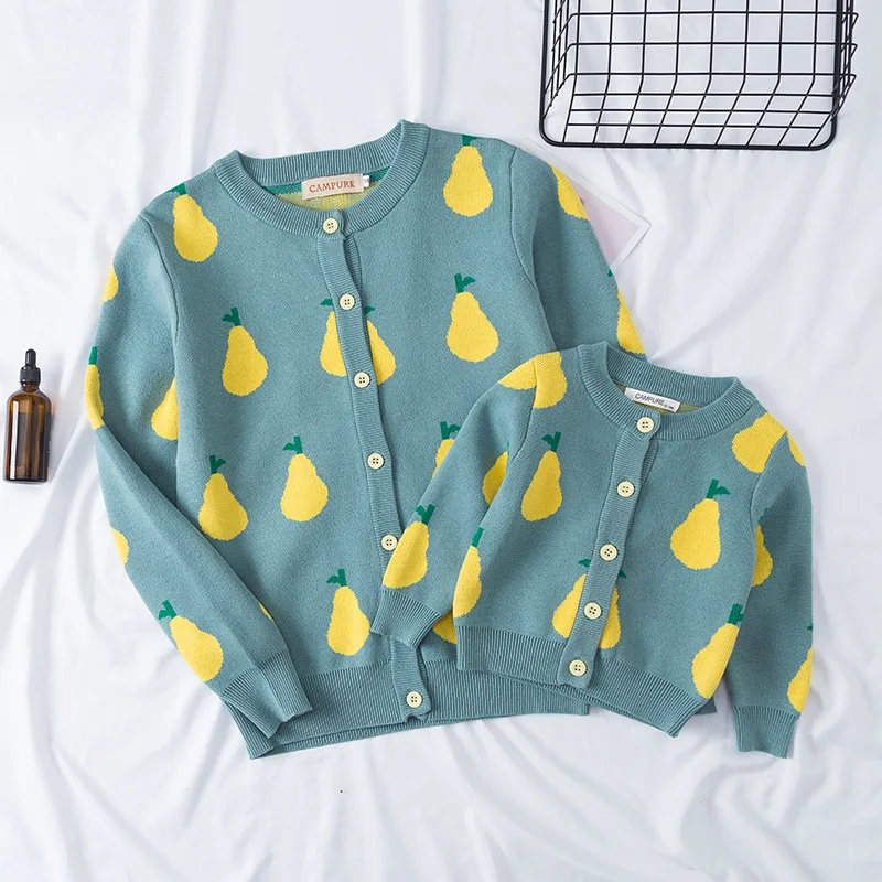 

Newborn baby cotton sweater boy girl knitted cardigan coat adult children parent child autumn winter clothes