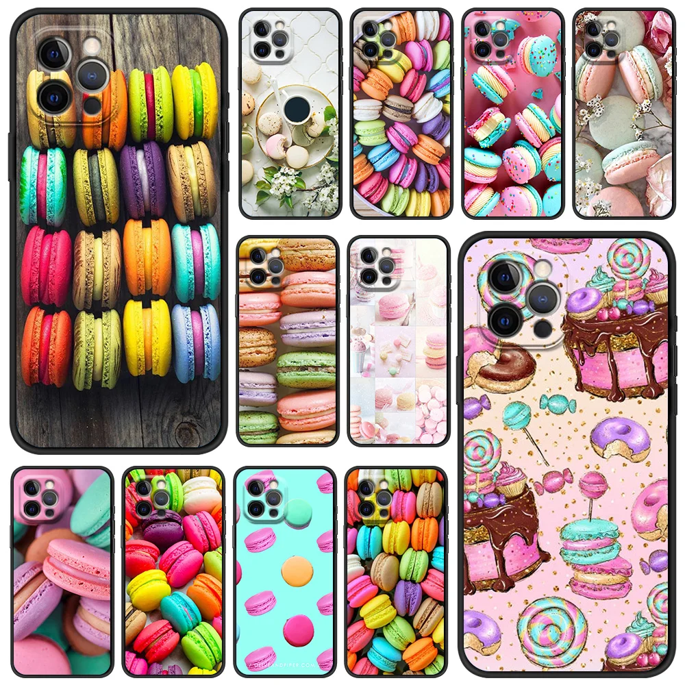 

Macarons Cake Dessert Cute Phone Case For iPhone 13 14 12 11 Pro MAX XR X SE XS 7 8 Plus Luxury iPhone13 Fundas Silicone Cover