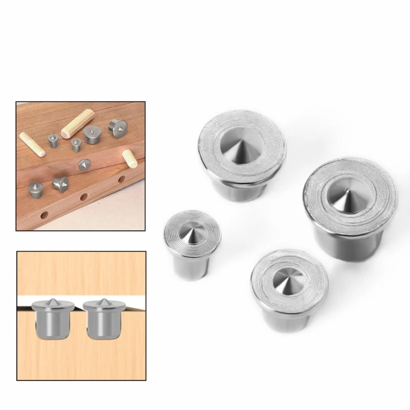 

Durable 4 Pieces Panel Furniture Positioning Woodworking Round Tenon 1/4" 5/16" 3/8" 1/2" Wood Pin Center Punch Thimble