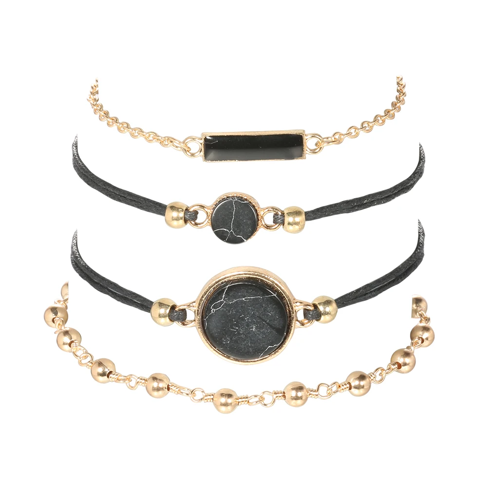 4 шт./компл. богемные круглые черные кристаллы геометрические бусины браслеты для