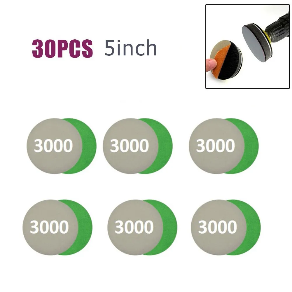 

30 шт., шлифовальные диски, 5 дюймов, 125 мм, зернистость 3000