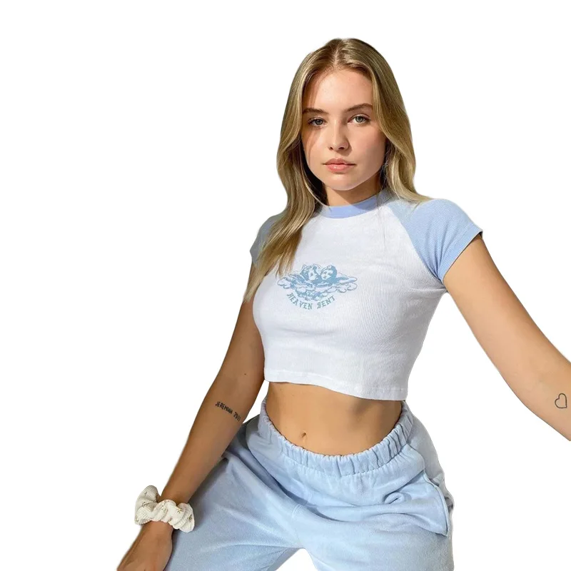 

Cartoon Graphic Angel Pokemon Female O-neck T-shirt Fashion 2020 Summer Stretch Slim Streetwear Tops Ladies Basic Casual Tees