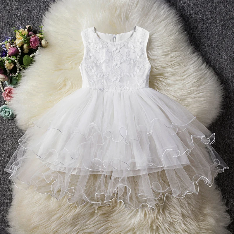 AY544 White Платье на день рождения для девочек; Новинка г.; летнее стильное детское многослойное платье без рукавов; детское платье принцессы с цветочным рисунком; Одежда для девочек - Цвет: AY544 White