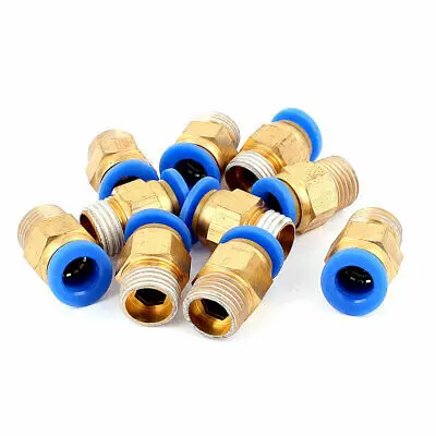 

8 Pcs 8mm Hole 1/4" PT Thread Push In Connector Tube Pneumatic Quick Fittings