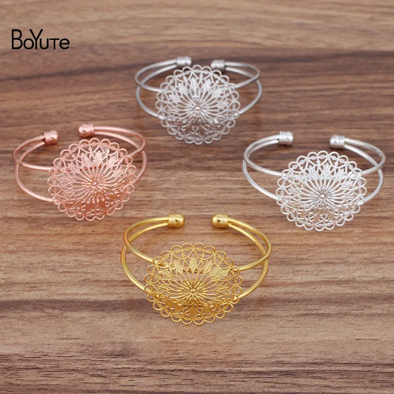 

BoYuTe Custom Made (50 Pieces/Lot) 65*60MM Metal Brass Bracelet with 36MM Filigree Handmade DIY Jewelry Accessories Materials