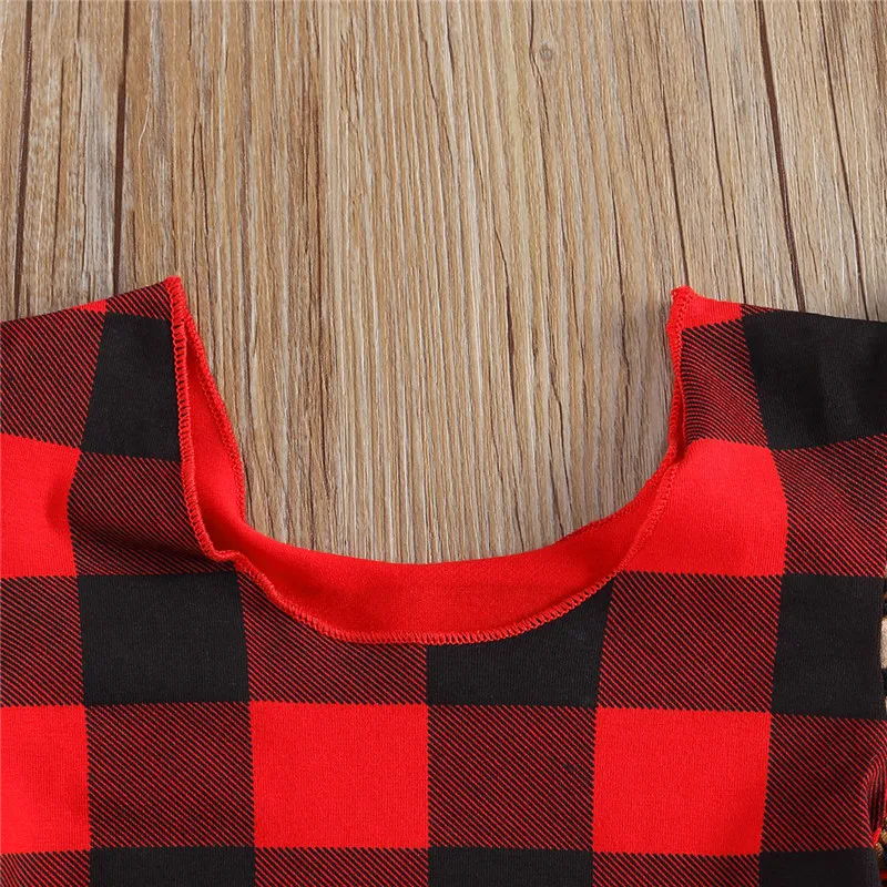 Женская модная Рождественская одежда для маленьких девочек летняя Клетчатая