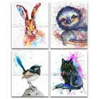 Полностью Квадратный бриллиант, 5D Вышивка крестом животные Красочные Птицы кролик ленивый кот Сделай Сам круглая дрель рисунок мозаика 102