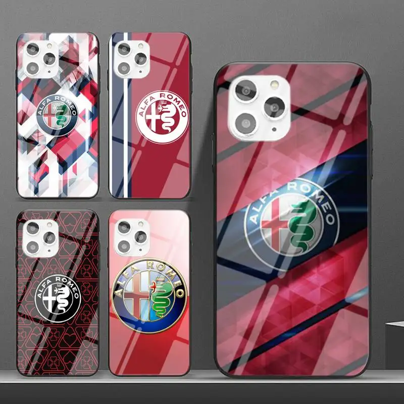 

Romeo Sports Car Phone Case For IPhone 6 6s 7 8 Plus X Xs Xr Xsmax 11 12 Pro Promax 12mini Tempered Glass Alfa