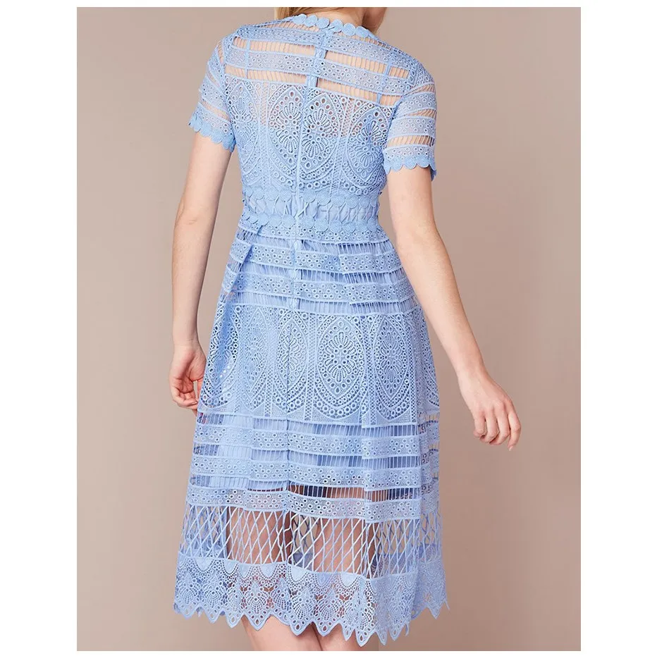 Женское кружевное платье в стиле пэчворк винтажное средней длины трапециевидной