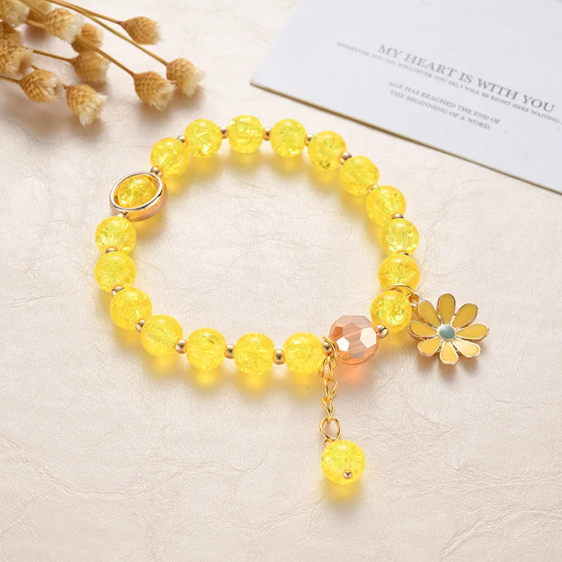 

1PC New Fashion Pop Flower Crystal Bracelet For Women Crystal Sun Flower Sisters Girlfriends Bracelet Small Daisy Bracelets