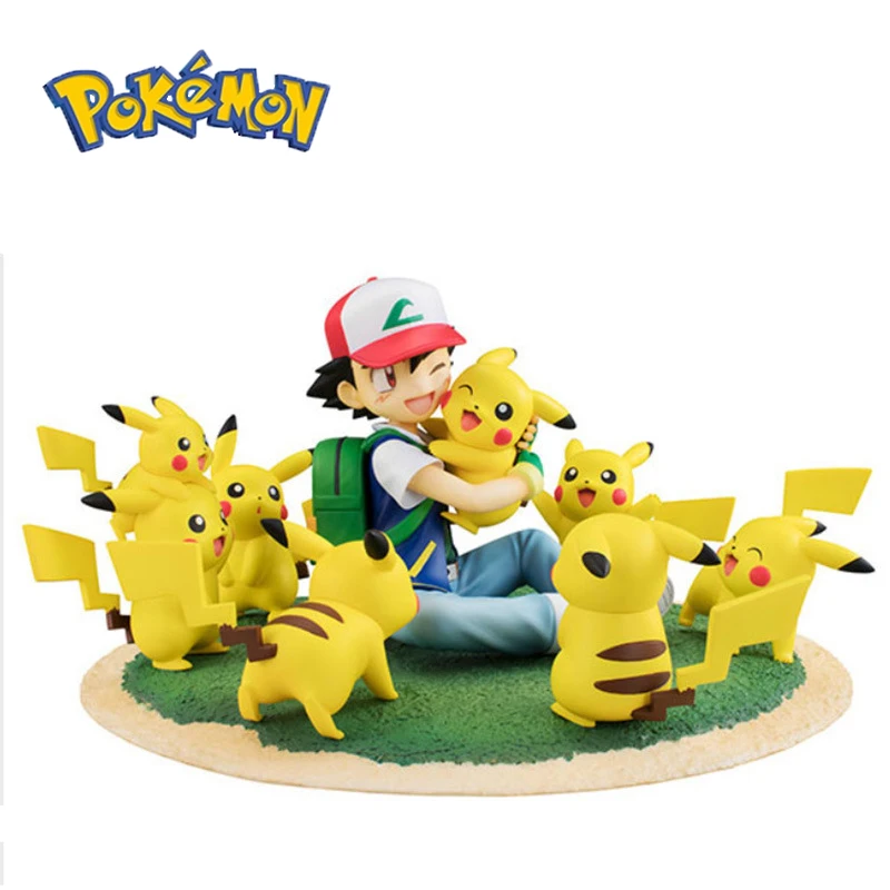 

Pokemon Ash Ketchum With Pikachu Kawaii Anime Action Figure Scene Ornaments Collection Dolls Model Toys For Children's Gifts