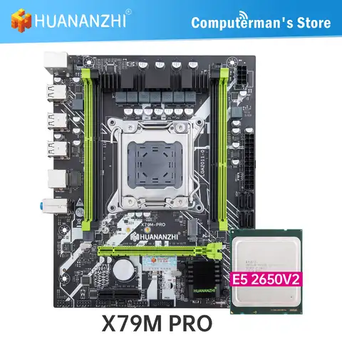 Комплект материнской платы HUANANZHI X79 M PRO X79, комплект с Intel XEON E5 2650 V2, поддержка DDR3 RECC, не ECC, M.2, NVME, USB3.0, SATA