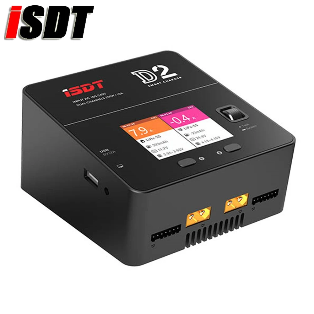 ISDT D2 200 Вт 24A AC двухканальный выход умное зарядное устройство с ЖК-дисплеем для