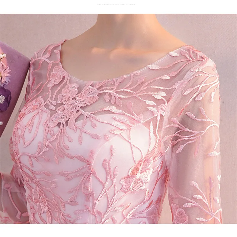 

Party dress women pink XS-3XL plus size 2020 summer new banquet noble elegant long temperament slim 7 point sleeve dress LD1355