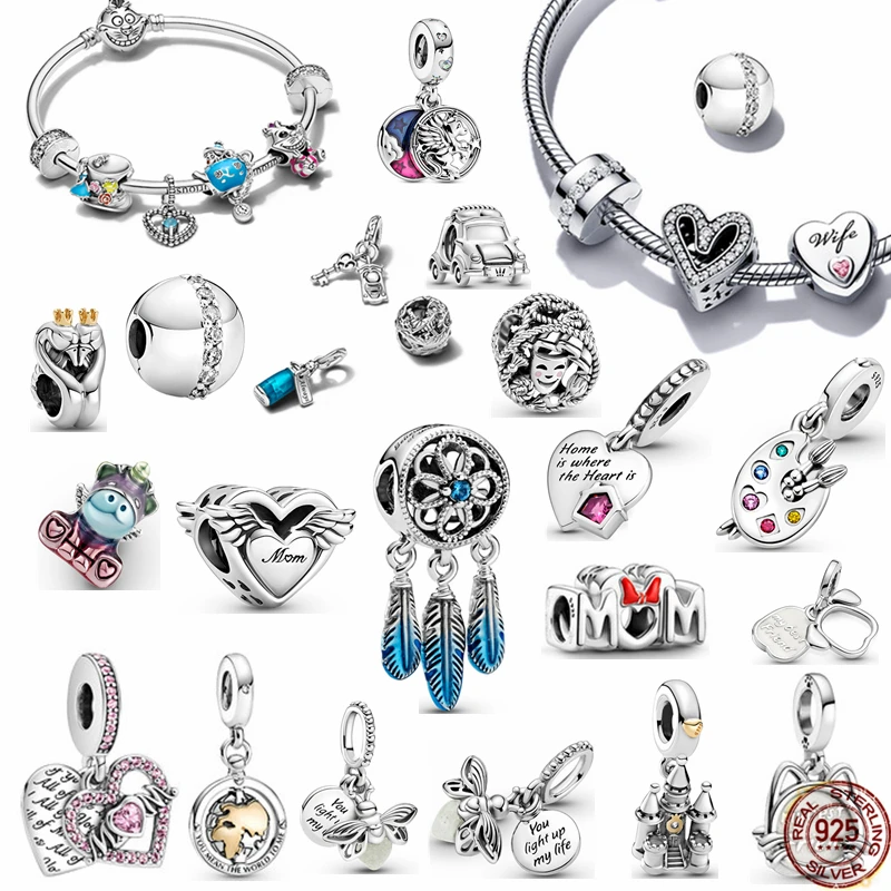 

Summer New 925 Sterling Silver Angel Wings Friend Beads Eat Me Charms Fit 925 Original Pandora Bracelet Necklace Pendant Jewelry