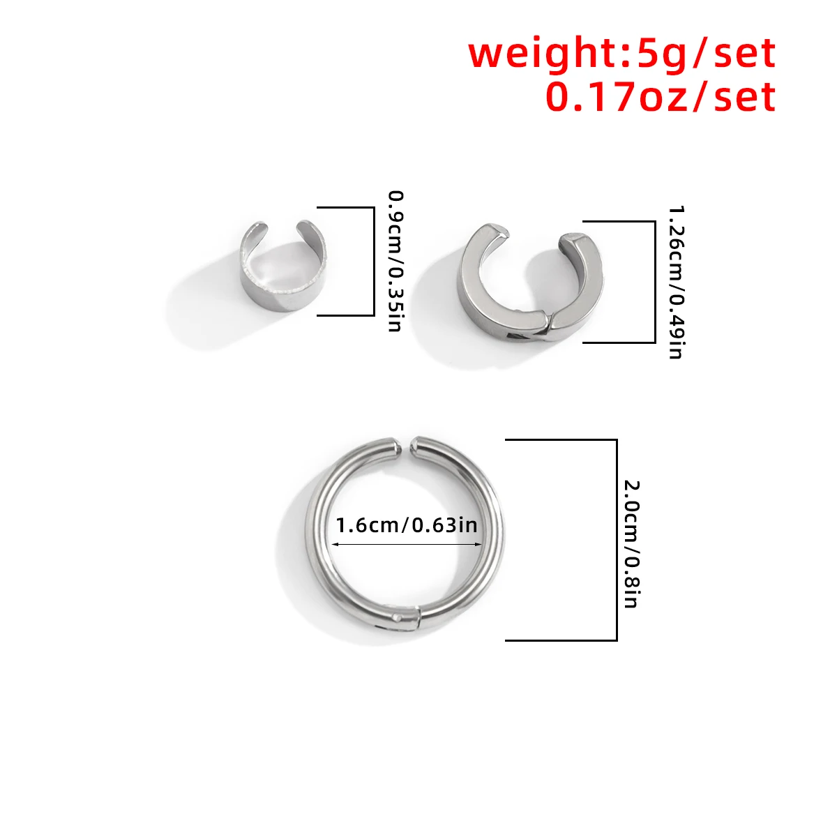 

3Pcs/Set 2021 Trend Punk Hiphop Silver Color Stainless Steel Ear Cartilage Clip Earrings For Women Unisex Fashion Jewelry Gifts