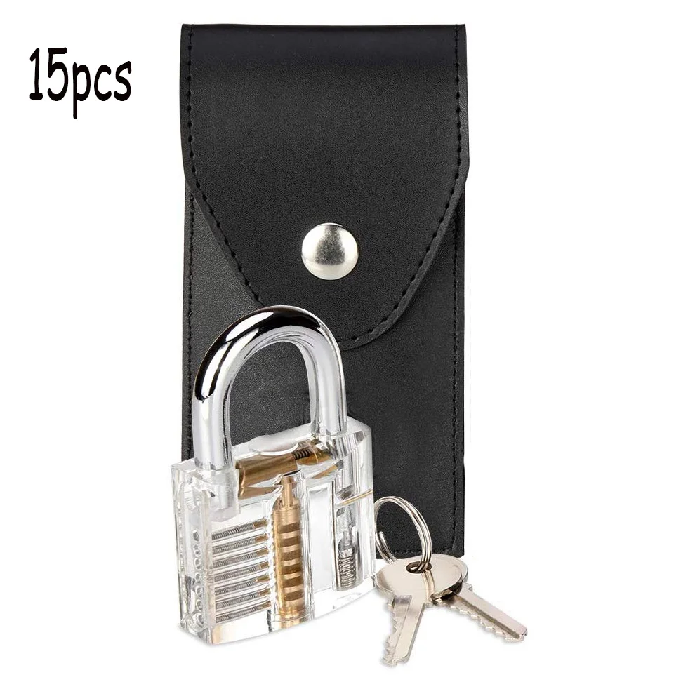 

15PCS Tools with Transparent Pick Locks,Locksmith Practice Tools for Beginner