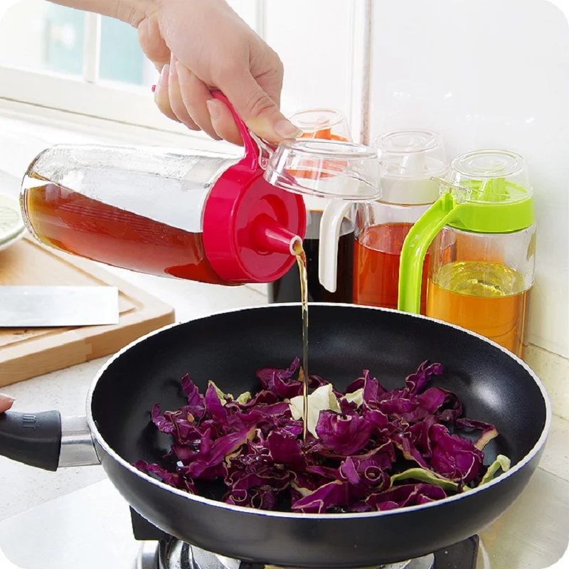 Большой Стеклянный масляный горшок герметичный соевый соус бутылка уксус набор