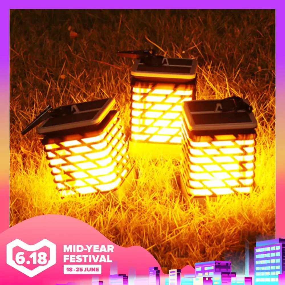 

Светодиодный уличный подвесной фонарь на солнечной батарее, Пламенный светильник, садовый фонарь, лампа для камина, портативный подсвечник...