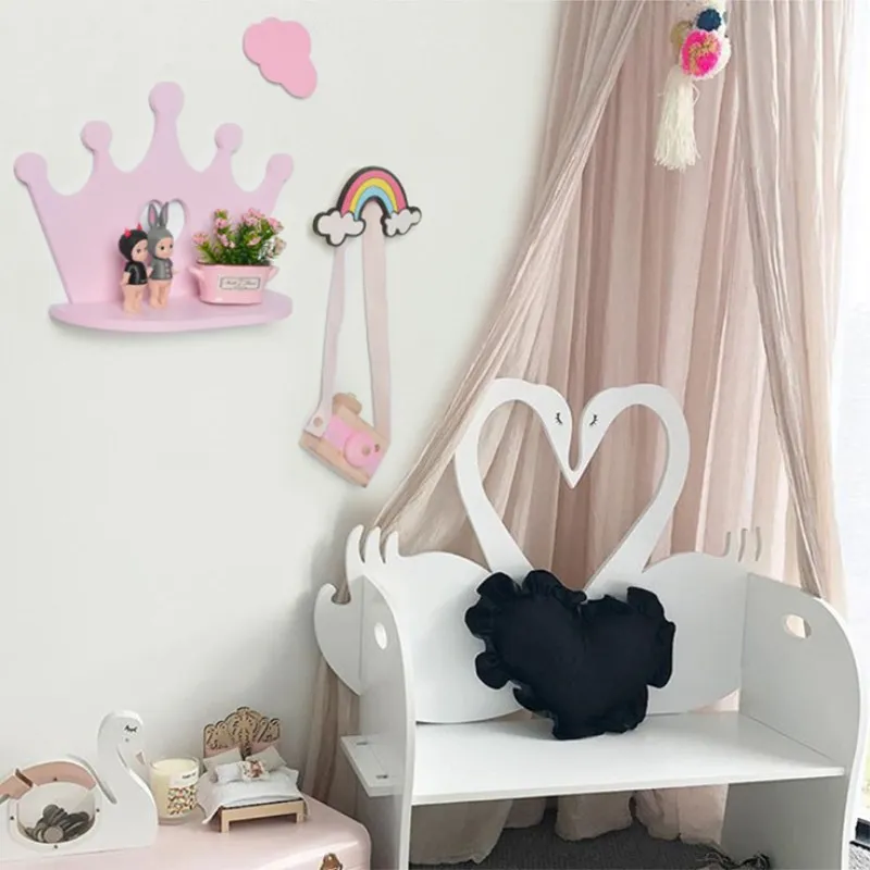 Деревянная полка принцессы с короной украшение для детской комнаты настенные
