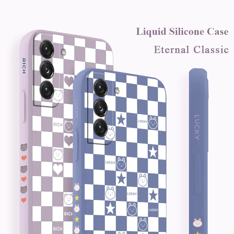 

Plaid Bear Soft Case For Samsung Galaxy S21 S22 S20 FE S10 S9 Ultra Plus S10e Note 20 ultra 10 9 Plus Silicone Phone Cover Funda