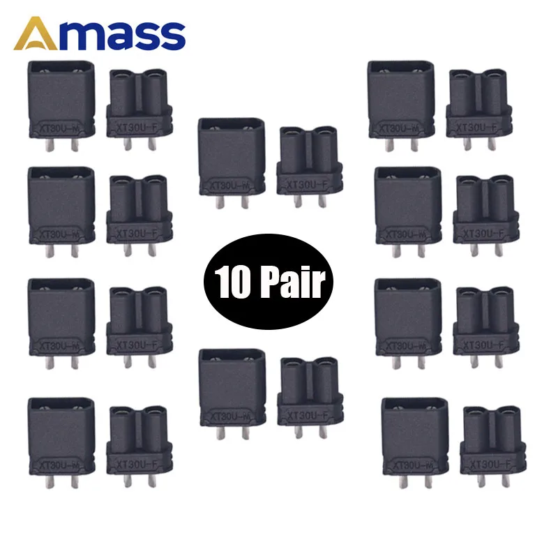 

10Pairs Amass XT30U Nickel Plating Male Female Bullet Connector Plug for FPV Lipo Battery RC Quadcopter Racing Drone