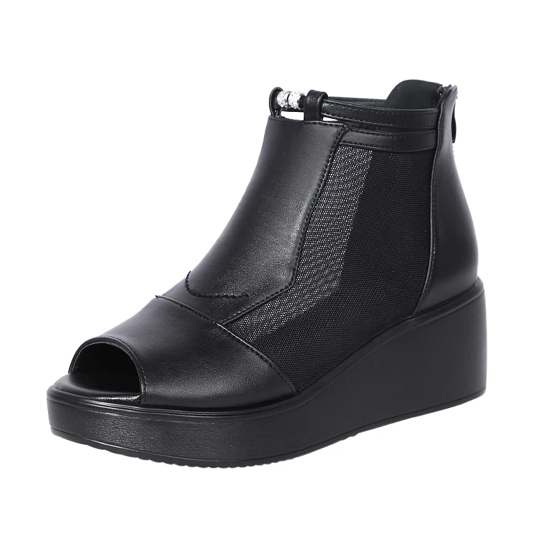 

Comfort Shoes for Women High Heel Sandals Open Toe Suit Female Beige 2021 Summer Clogs Wedge Large Size High-heeled Laces Thick