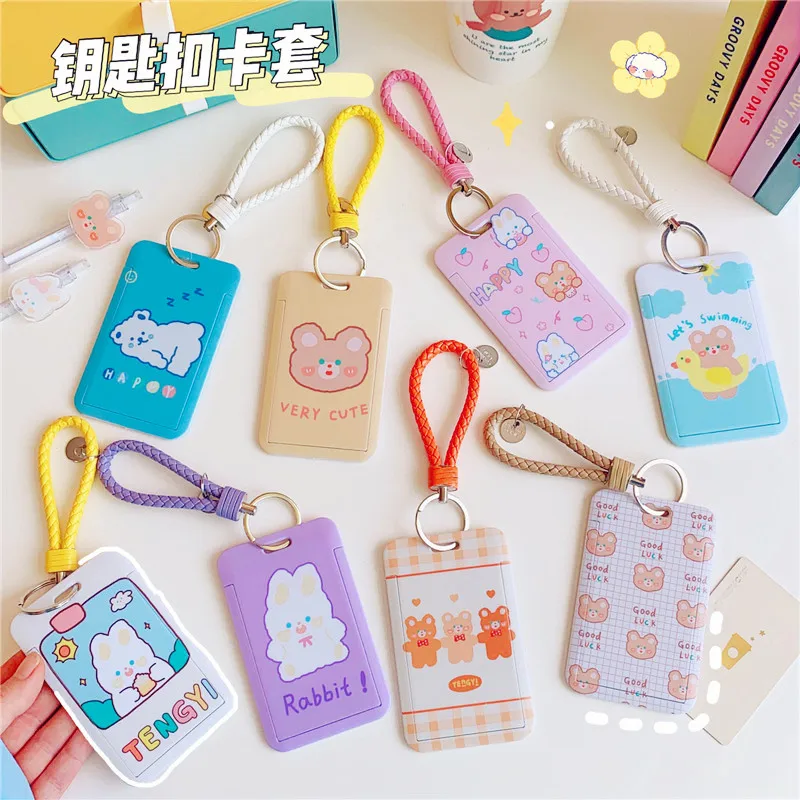 Kawaii симпатичный держатель для удостоверения личности чехол мультяшный Медведь