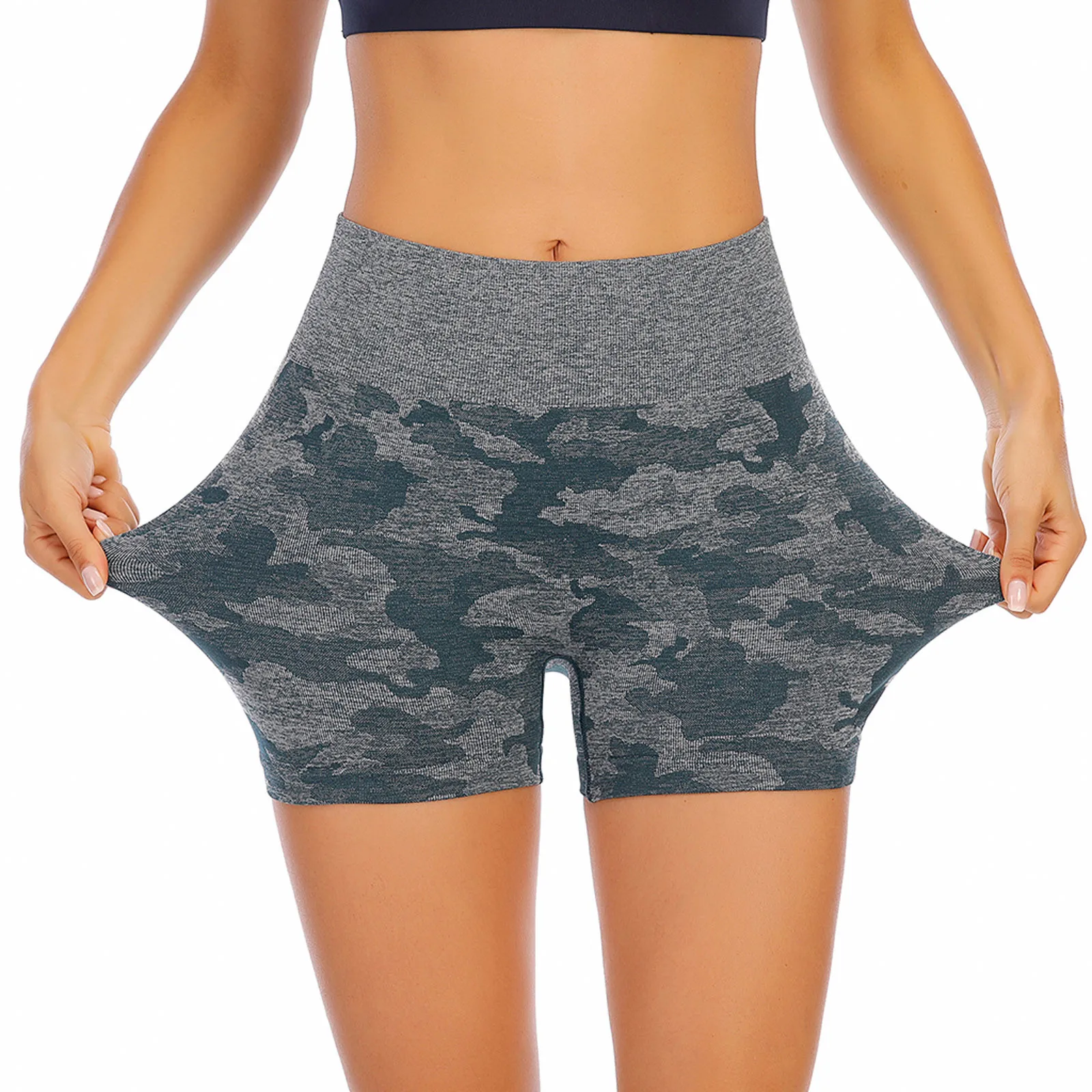 

High Waist Women Shorts Fitness Sports Shorts Summer Jogging Female Casual Skinny Soft Elastic Stretch Camouflage Biker Shorts