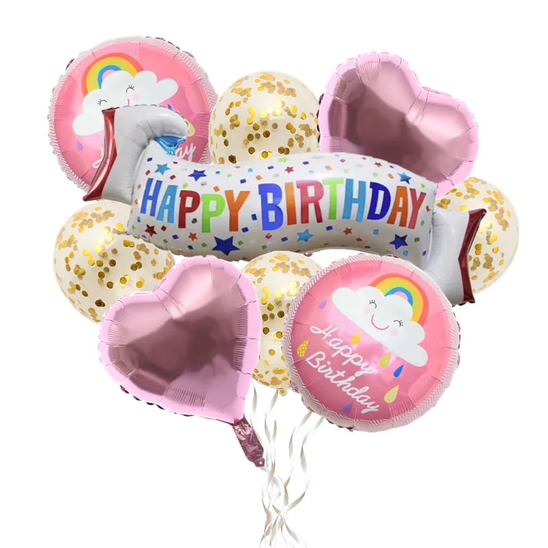 9 шт./лоточек баннер на день рождения алюминиевый шар шарик с блестками набор