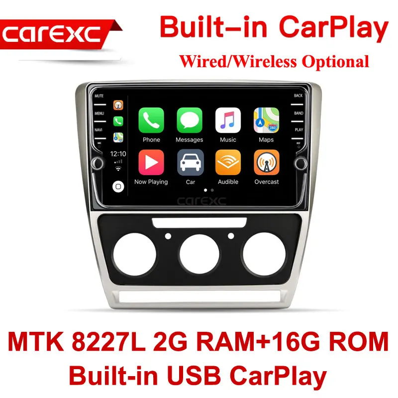MTK 16G ROM Wired CarExc Авторадио Android 9,0 автомобильный Muiltmedia плеер для Skoda Octavia 2008-2013 A 5 A5 Yeti, fabia радио встроенный CarPlay с gps-навигацией без DVD - Цвет: MTK 16G ROM Wired