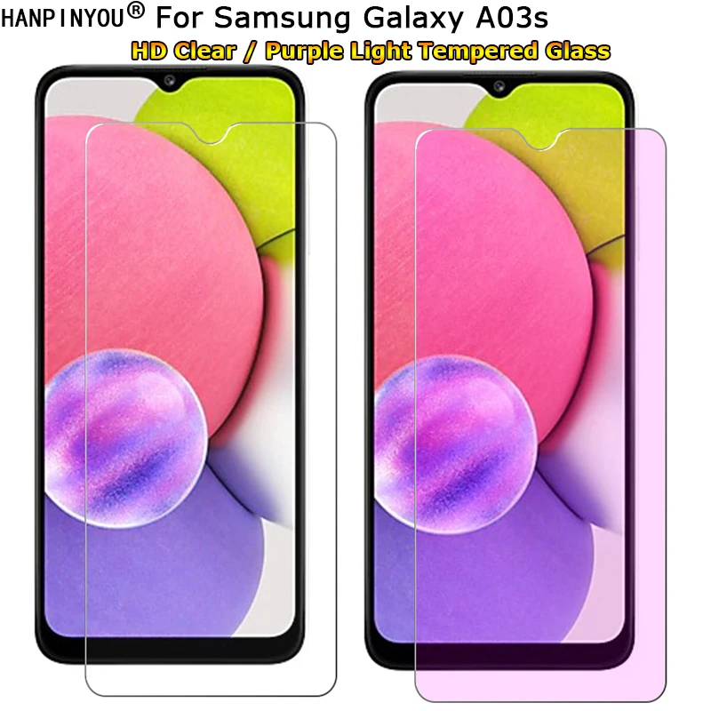 

For Samsung Galaxy A03s 6.5" Clear / Anti blue Purple Light Ray Eye Care Tempered Glass 9H 2.5D Premium Screen Protector Film