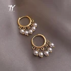 Дизайнерские темпераментные серьги-подвески с несколькими жемчужинами, корейские классические модные украшения, необычные аксессуары для женщин 2021