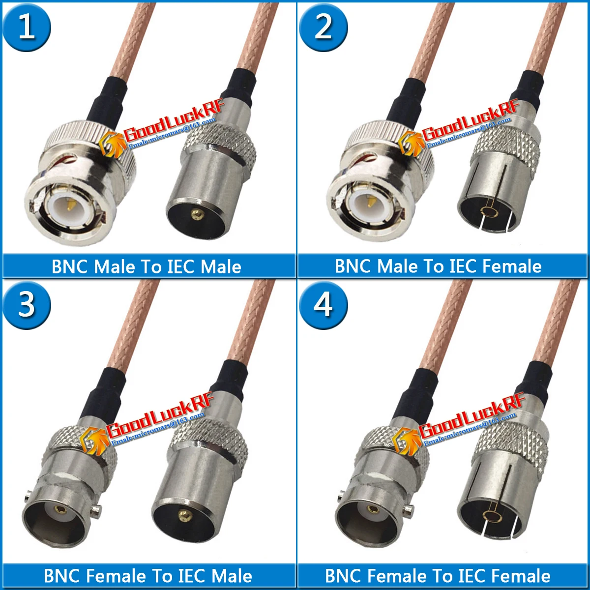 

1X Pcs High-quality Q9 BNC Male To TV IEC Female Pigtail Jumper RG316 cable Extend cable BNC - IEC 50 ohms Low Loss