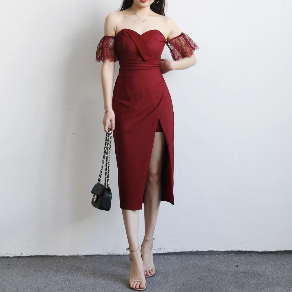 Красивые модные кружевные платья с открытыми плечами сексуальное платье