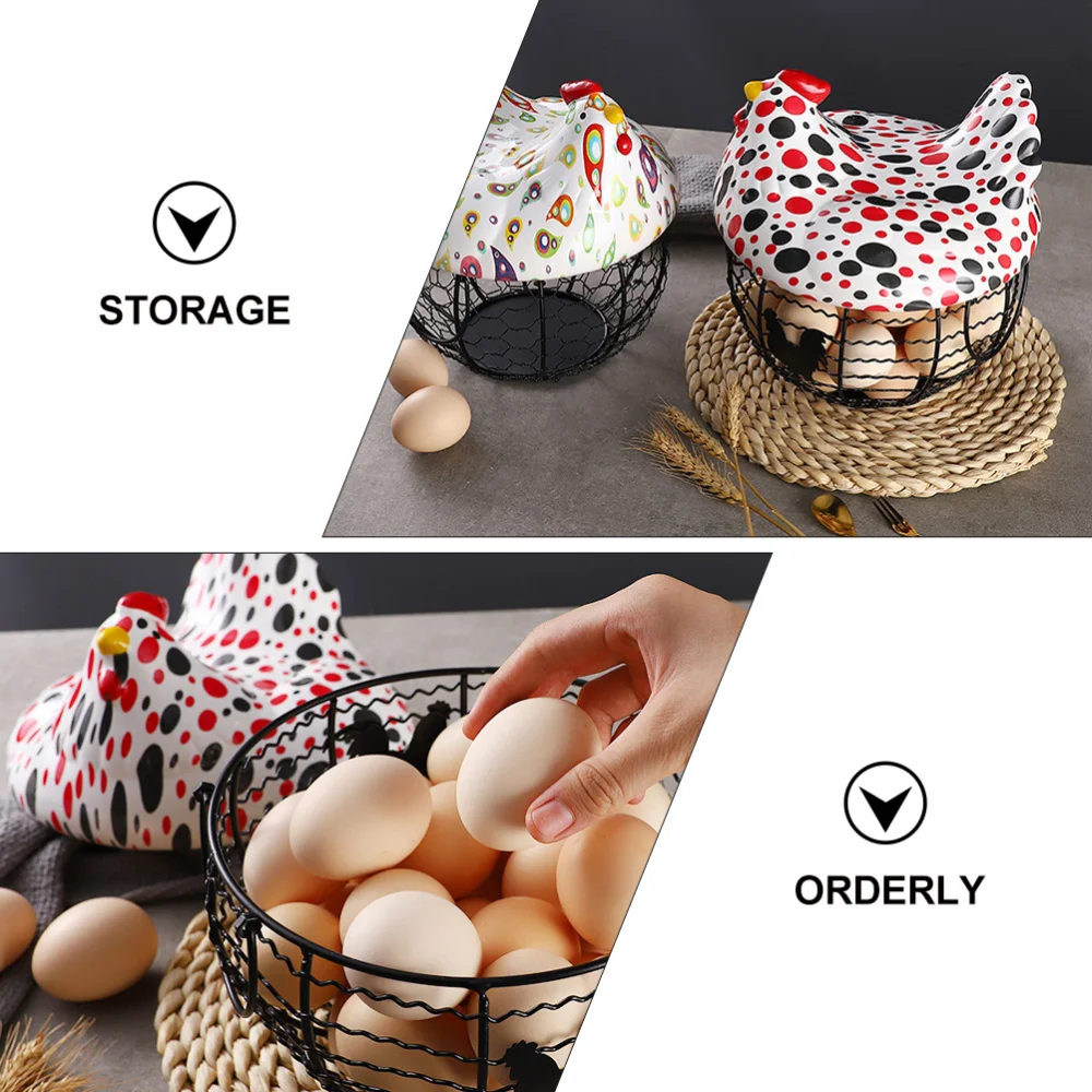 

1pc Ceramic Egg Container Egg Organizer Food Storage Container Vegetable Basket