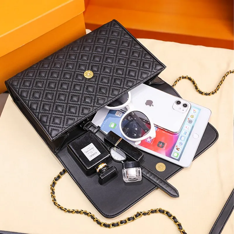 

Luxury Brand Real Leather Handbag 2021 New Famous Designer Diamond Lattice Chain Shoulder Messenger Bags High Quality Purses Gg