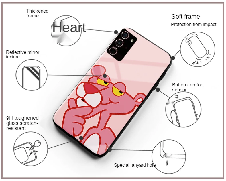 

Disney cartoon cute pink naughty leopard girl mobile phone case for Samsung note 20/note20 Ultra glass protective case