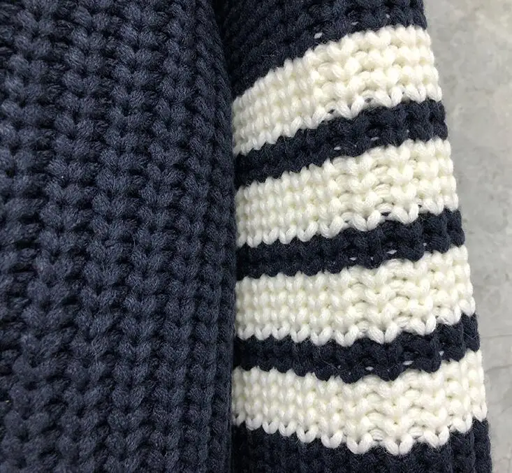 

2021 Fashion TB THOM Brand Sweaters Men High Quality Slim O-Neck Pullovers Clothing Striped Wool Cotton Thick Winter Casual Coat