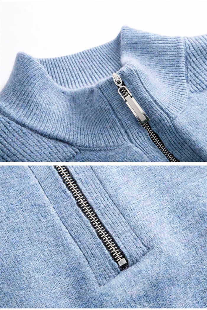 Зима мужской теплый шерстяной свитер бизнес мода Slim Fit Толстая водолазка свитер на молнии мужской бренд пуловер Одежда