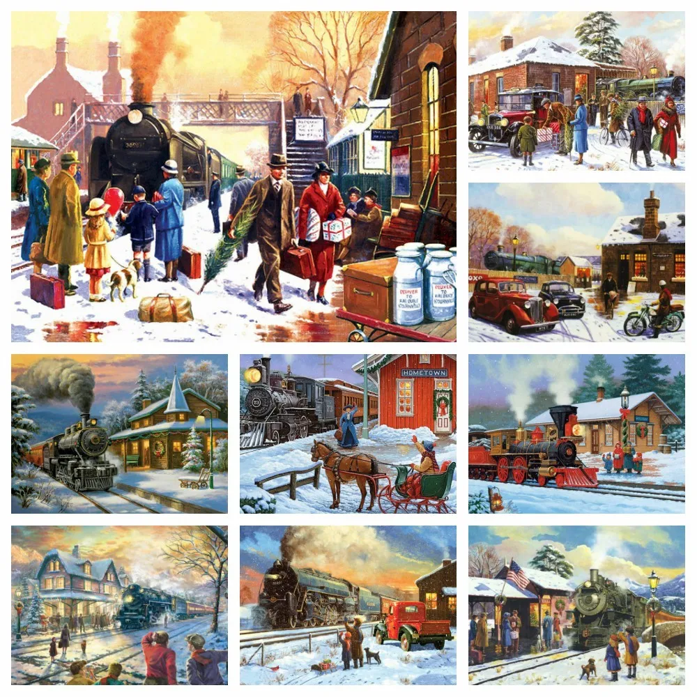 

Алмазная вышивка MomoArt, живописная алмазная живопись, полноразмерная 5D мозаика Стразы для дома, картина с поездом, домашний декор для стен