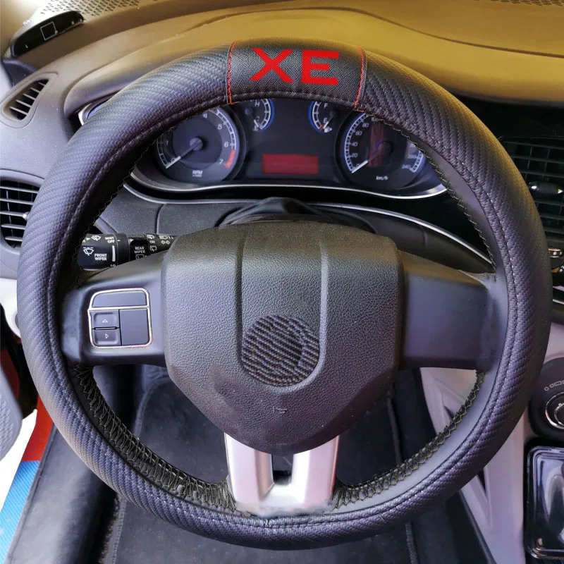 

For Jaguar Xe Car Carbon Fiber Leather Steering Wheel Covers Cap Steering Wheel Cover Auto Car Accessories