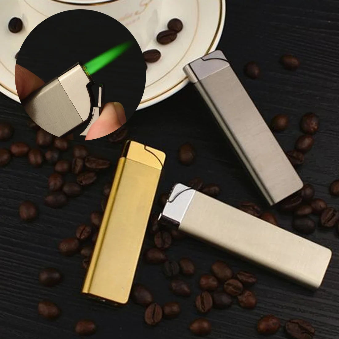 Новинка 2021 тонкая струйная зажигалка Бутановая турбо фонарь жигалка с надутым