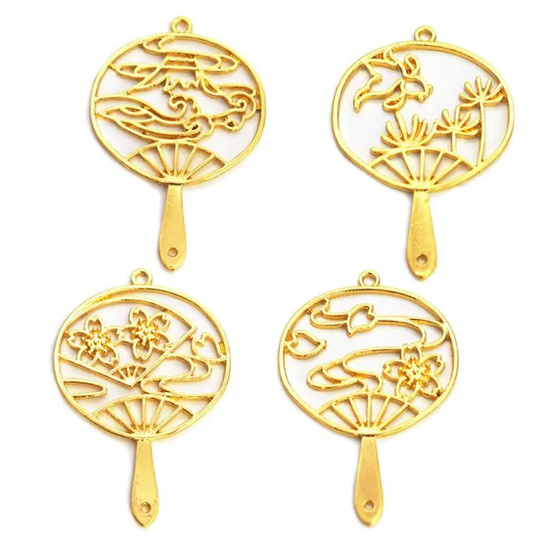 

2022 New 4Pcs Mt Fuji Style Fans Frame Open Bezel Setting UV Resin Craft Jewelry Making