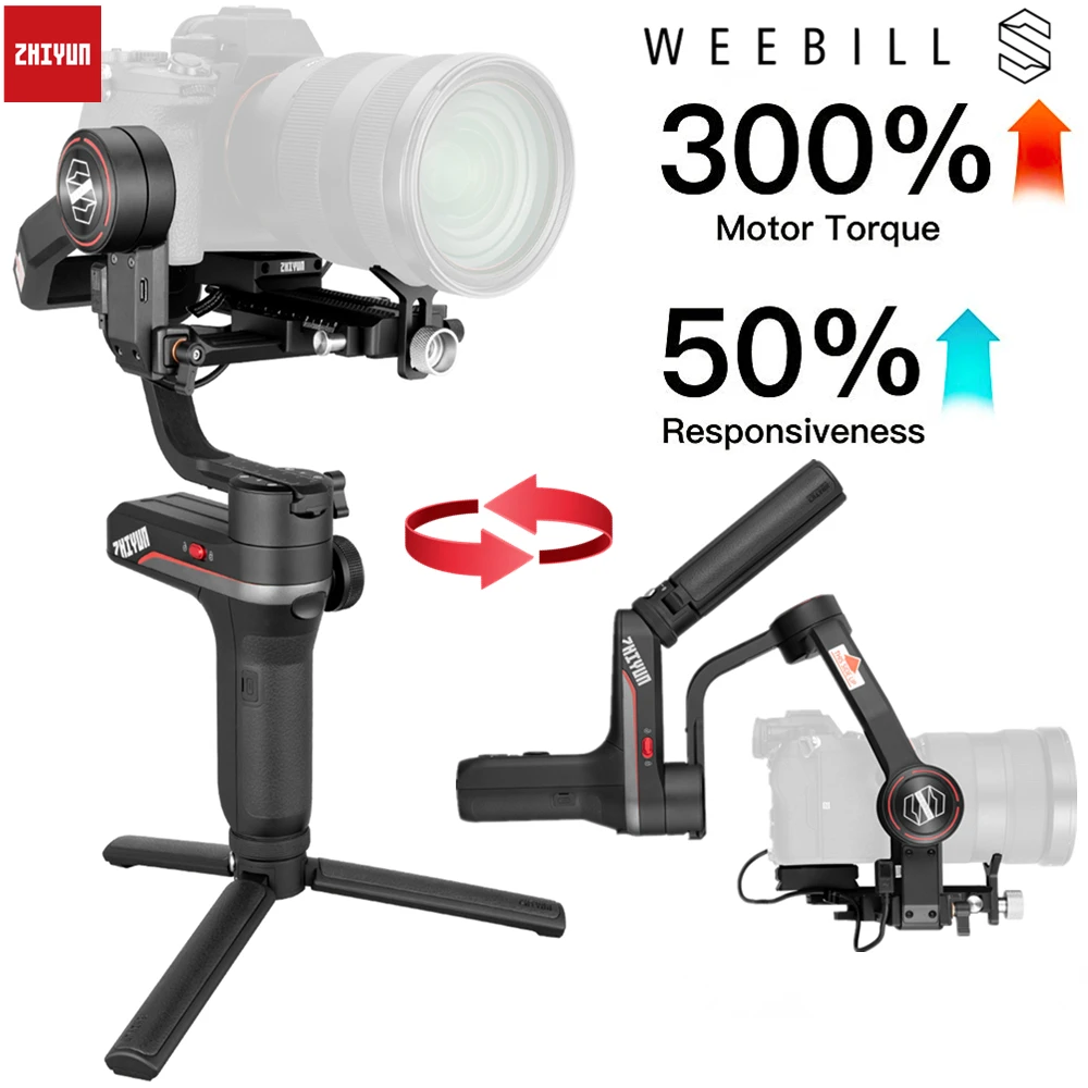 Zhiyun Weebill S , лаборатории карданный 3-осевой Стабилизатор Для беззеркальных и цифровых зеркальных камер, таких как sony A7M3 Nikon D850 Z7, 300% улучшенный двигатель