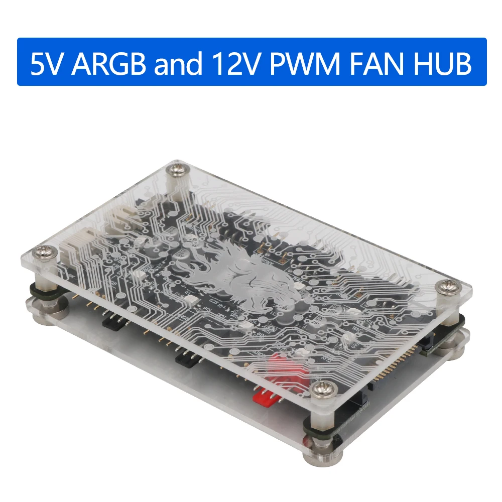

Version 2 in 1 6-ways 5V ARGB and 12V PWM DC Fan Hub with Acrylic Case and Magnetic Standoff for ASUS/MSI 5V 3Pin LED Controller