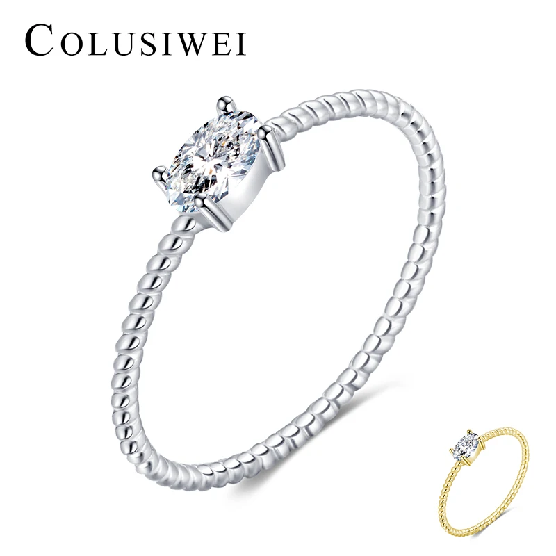 Кольцо женское овальное из серебра 925 пробы с фианитом | Украшения и аксессуары