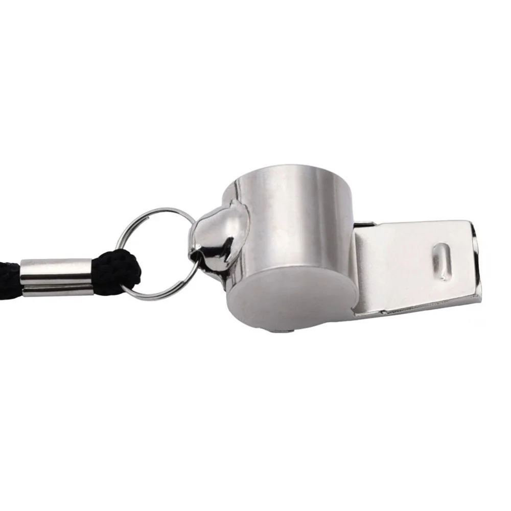 

5 Pcs Stainless Steel Whistles Wooden Beads Metal First Aid Whistles with Lanyard for Football and Officials (Silver)