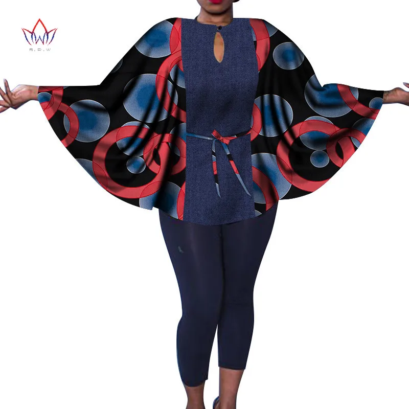 Africa Women Bazin Riche Dashiki Shawl Top African Print Tops Shirt Plus Size M-6XL Clothes Accessory SP035 | Тематическая одежда