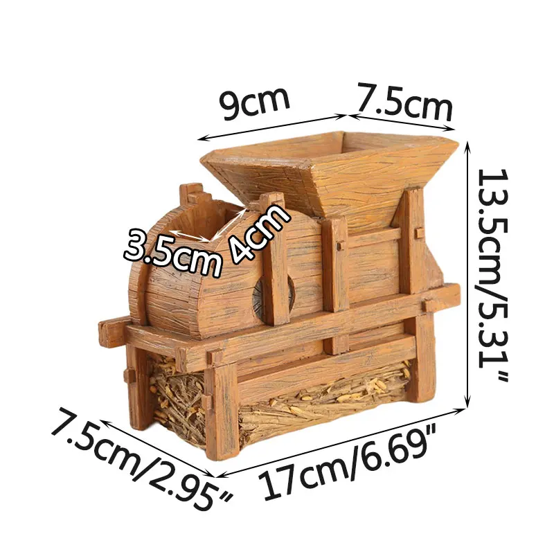 

Pastoral New Creative Multifunctional Vintage Winnowing Machine Green Plant Flower Pot Home Garden Resin Handicraft Ornaments